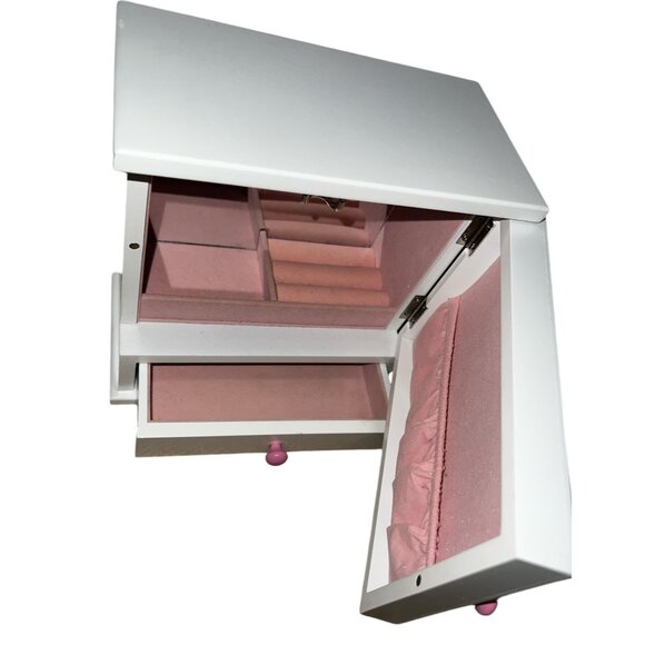 Open Front Wooden Jewelry Box Chest for Girls 8" x 8" Flowers & Butterflies with - Picture 14 of 16